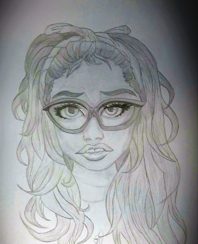 Desenho de uma mulher de óculos