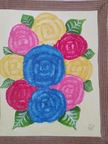 Rosas coloridas azuis