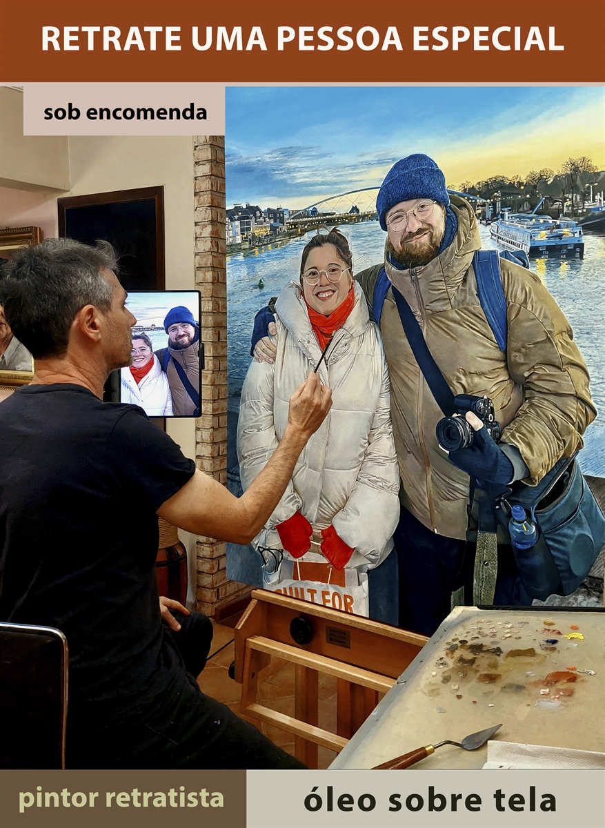 Pintura Óleo - Retrato de Beatriz Gomes e Daniel Hough - Londres