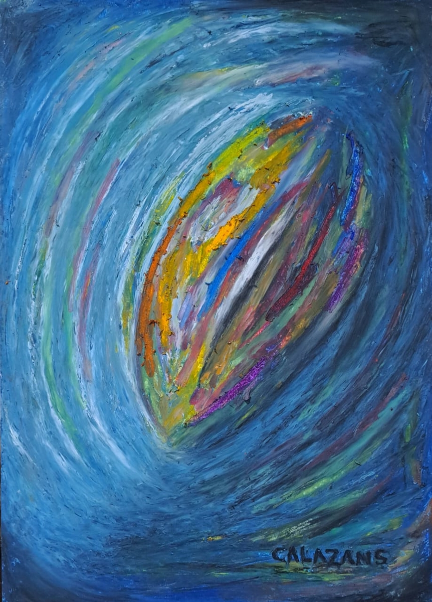 Gênese Primordial. Giz pastel oleoso sobre papel Canson 300g A3.