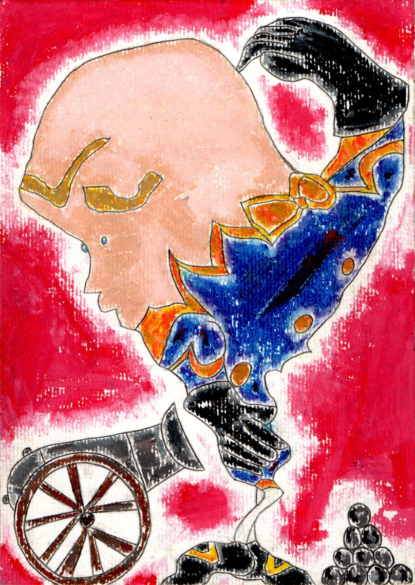 General Calvo Inspecionando Um Canhão