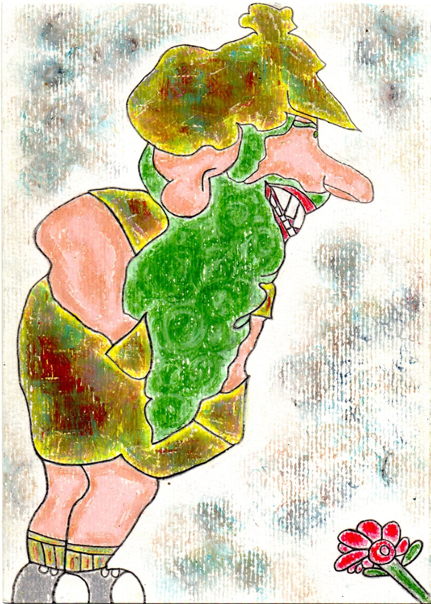 Gigante Sorrindo Para Flor